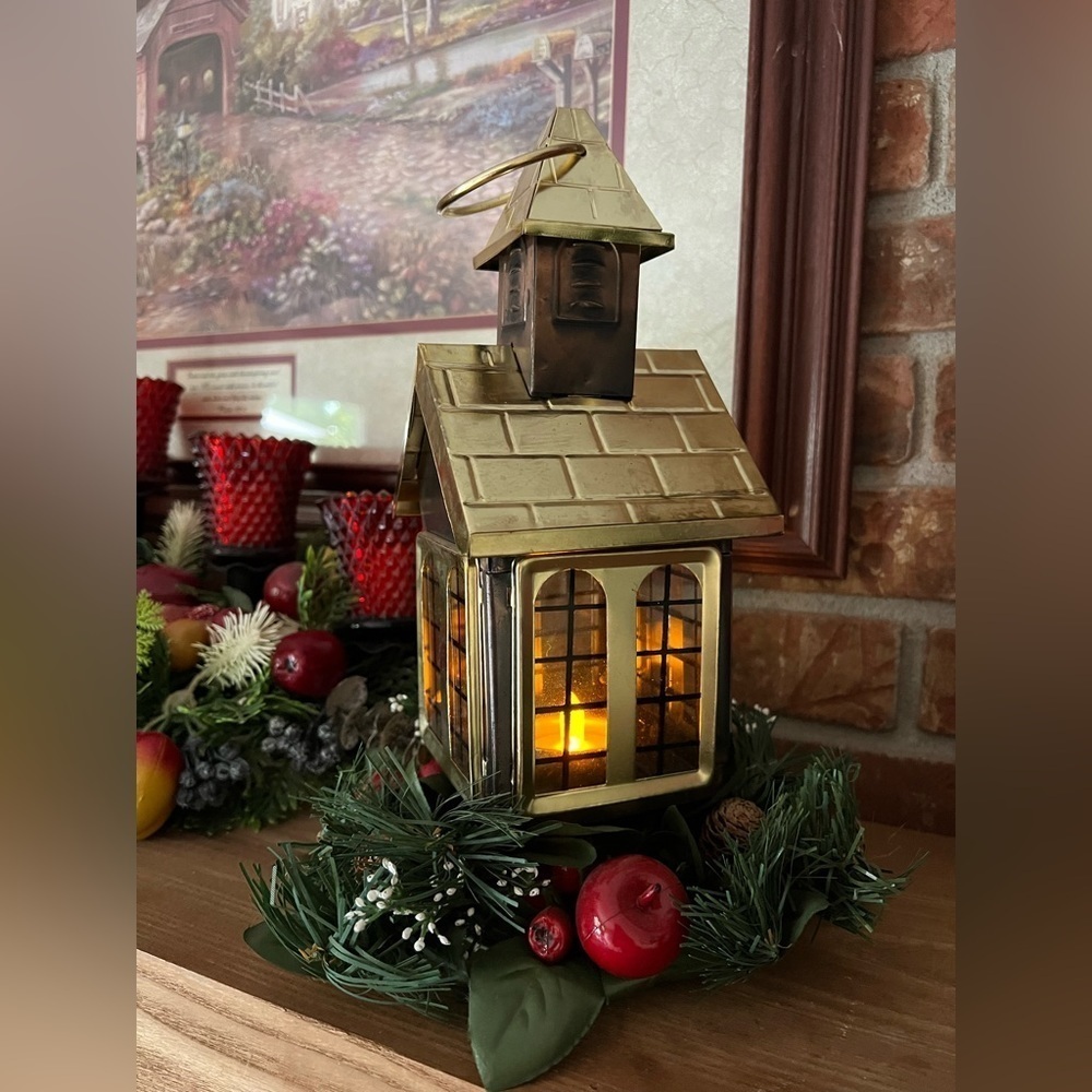 Vintage 1986 Brass Church
Lantern Votive Candle Holder
Christmas Centerpiece